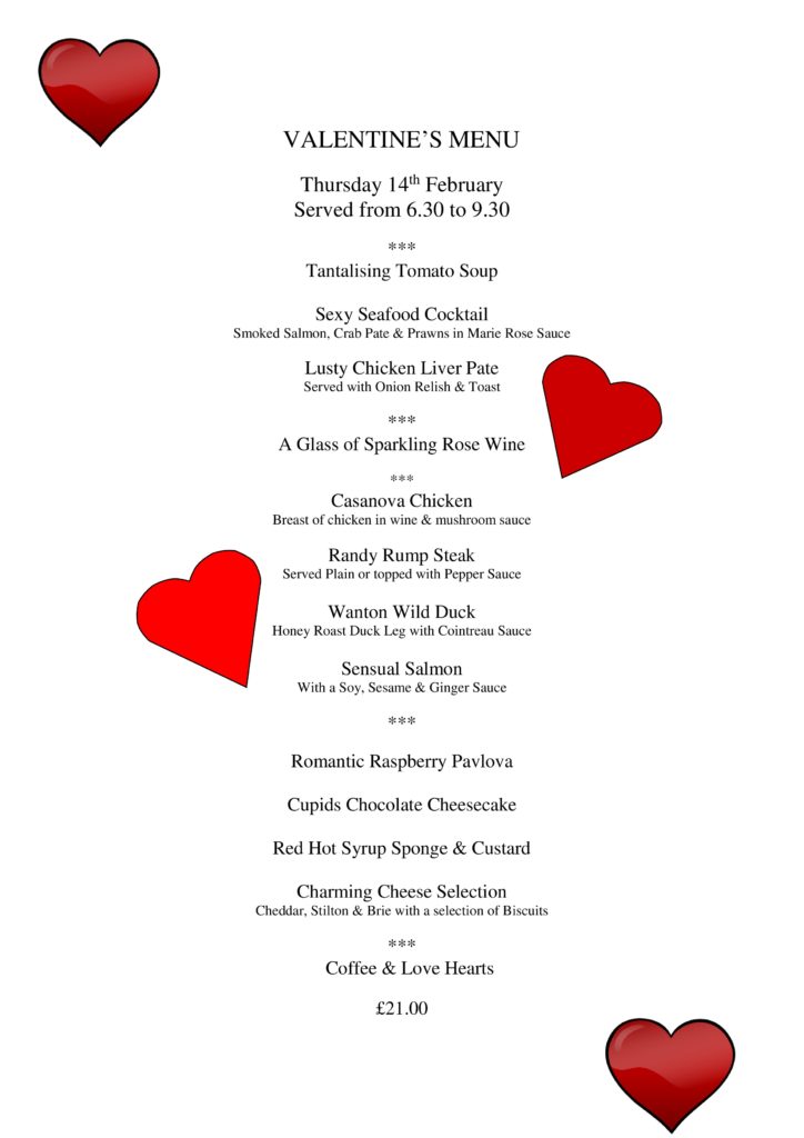 valentines day sharer menu